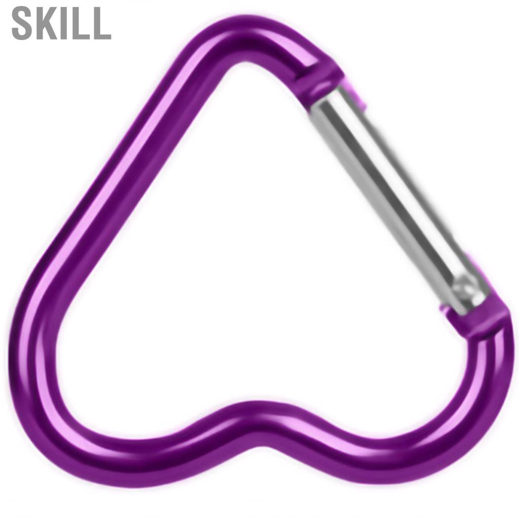 Skill Aluminum Alloy Carabiner Heart Shaped Heavy Duty Metal Camping Hanging Buckle for Hiking Water Bottle Keychain