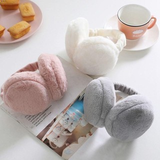 Chụp Tai Giữ Ấm Chống Gió Mềm Mại Dày Dặn Màu Trơn Họa Tiết Da Beota Dễ Thương Có Thể Gập Lại Cho Nữ
