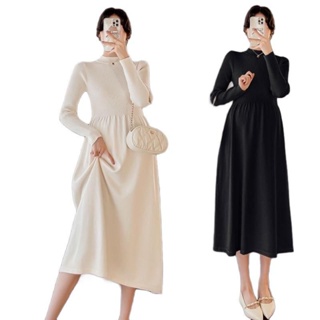 Váy suông đầm bầu THU ĐÔNG thiết kế chất LEN TĂM dày dặn ấm áp BABYDOLL dễ mặc V177