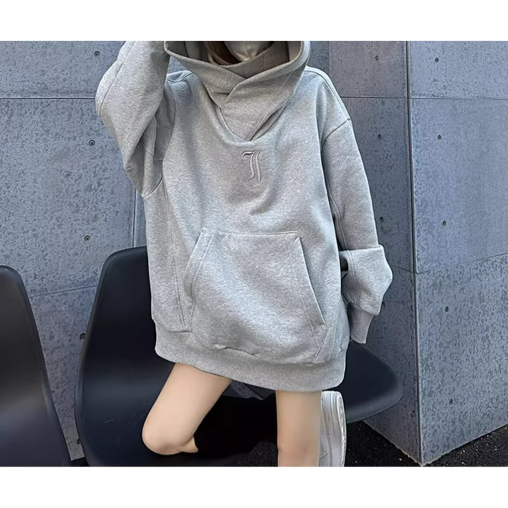 Đen Áo Khoác Hoodie Cổ Lọ Thời Trang Xuân Thu Cho Nam