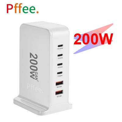 Pffee Cốc Sạc Nhanh 6 Cổng usb c gan 3 100w 30w 200w Cho Điện Thoại / Máy Tính Bảng / laptop