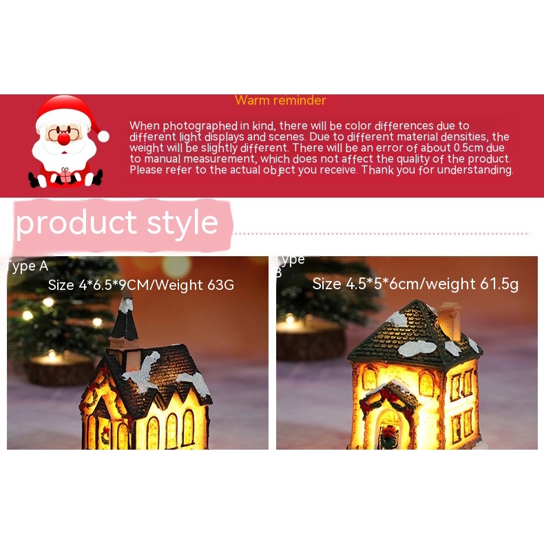 Ngôi Nhà Nhỏ Bằng Nhựa resin Phong Cách Giáng Sinh Mới Trang Trí Phong Cảnh Thu Nhỏ Quà Tặng Giáng Sinh ghi8