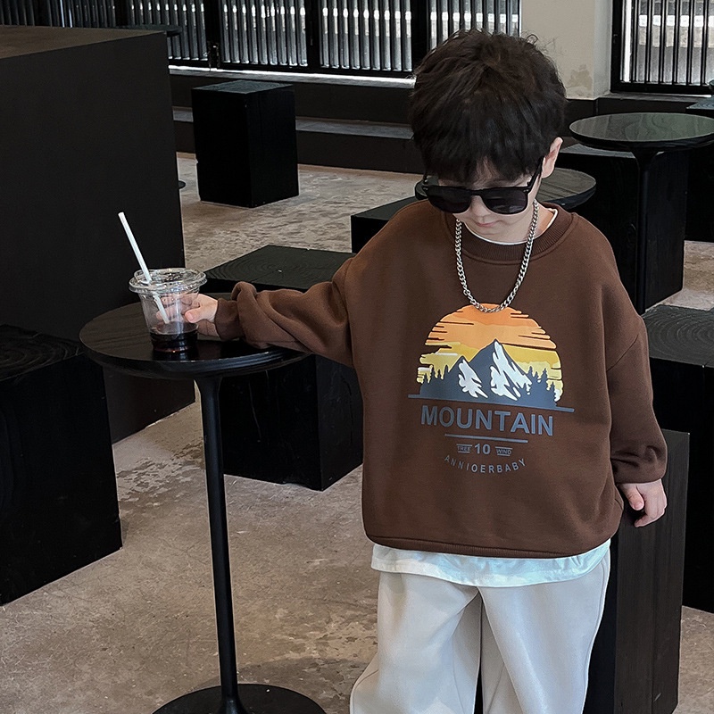 Áo Thun Sweater Chui Đầu Dáng Rộng Cỡ Lớn 120-170cm In Chữ Thời Trang Xuân Thu Cho Bé Trai