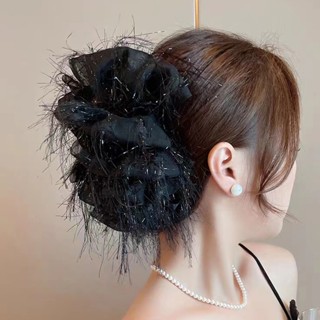 2023 Phong Cách Mới Lông Vũ Tua Rua Lưới Lấy Kẹp Tóc Cao Cấp Nữ Tóc Cá Mập Kẹp