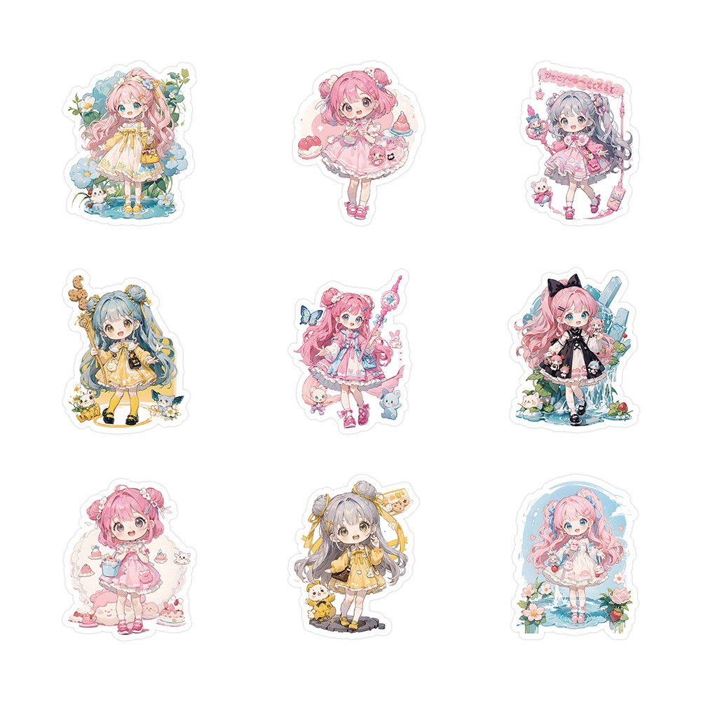 Set 60 Miếng Dán Trang Trí Mũ Bảo Hiểm / Bút Chì Họa Tiết graffiti Dễ Thương