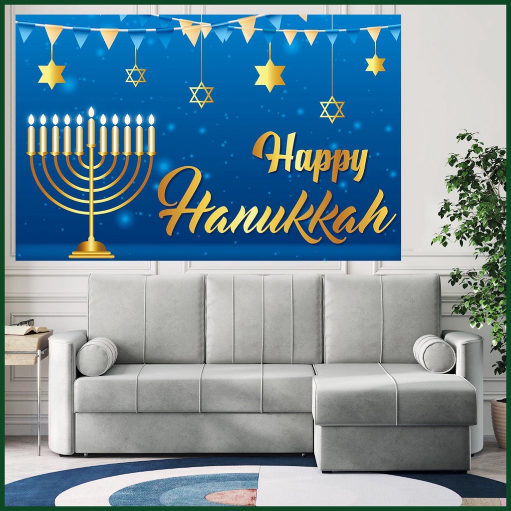 Hanukkah Phụ Kiện Trang Trí Phông Nền Chụp Ảnh happy hanukkah Màu Xanh Dương