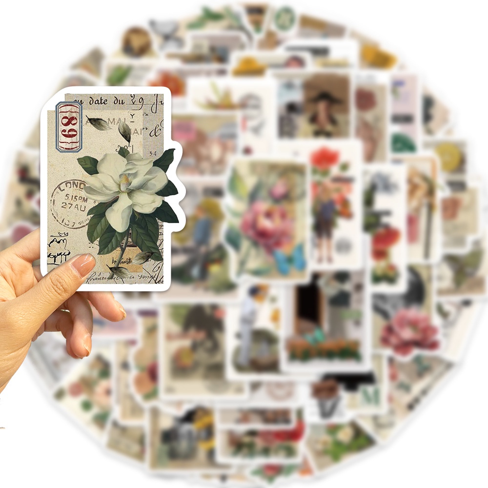 Set 53 Nhãn Dán Trang Trí Mũ Bảo Hiểm / Bút Chì Họa Tiết graffiti vintage Chống Thấm Nước