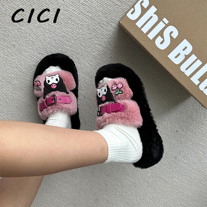 CICI dép nữ dép lông dép sandal nữ dép bánh mì Sang trọng Màu sắc đa dạng Êm ái Thể thao và thời trang FDL23C08XF 50Z231211