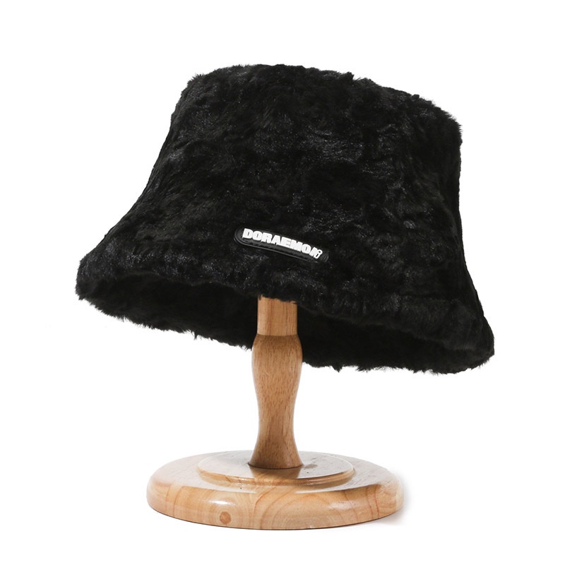 Mũ Bucket Chất Liệu cotton Phối Lông Thời Trang Mùa Đông Cho Nữ