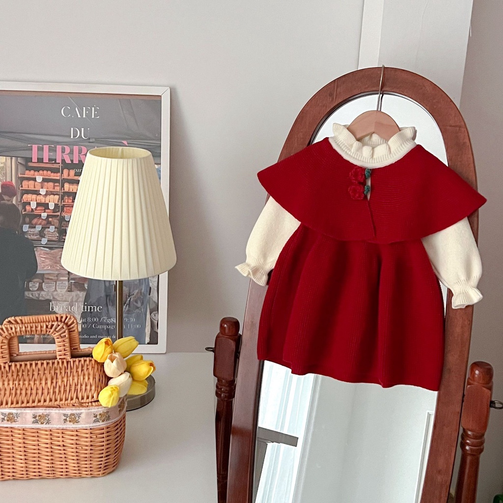 VÁY LEN DÁNG XÒE TRÙM VAI ĐÍNH HOA XINH XẮN CHO BÉ- HÀNG QCCC