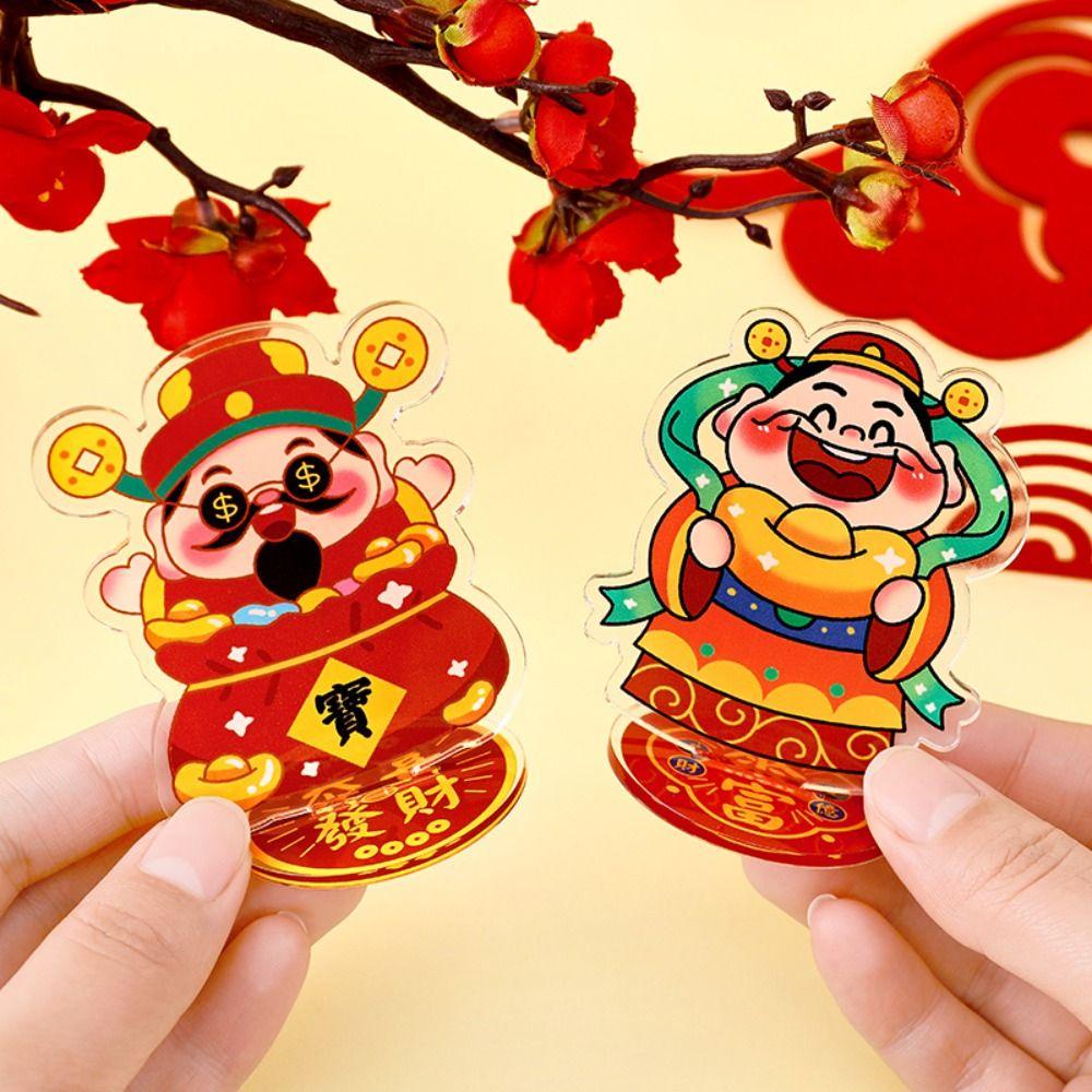 Mmluck god of Giàu Có Giá Đỡ Mô Hình Thần Tài Dễ Thương Sáng Tạo Phong Cách Trung Hoa Làm Quà Tặng / Mô Hình Đồ Chơi Để Bàn May Mắn Năm Mới