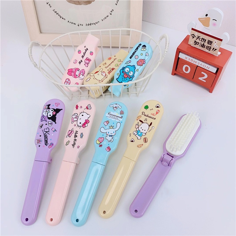 Sanrio Lược Gấp Gọn Bằng Nhựa Họa Tiết Hoạt Hình melody Xinh Xắn