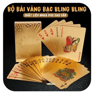 Bộ bài tây vàng bạc 100 đô nhũ bling bling cao cấp | chống nước chống bụi | thẻ bài sưu tầm đáng yêu