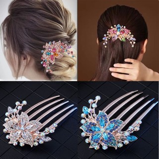 Lược cài tóc hình hoa đính đá phong cách hàn quốc cho nữ
