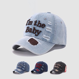 Im thêu bảng chữ cái lỗ vỡ Mũ bóng chày cao bồi Mũ bóng chày trẻ em Mũ trẻ em Mũ lưỡi trai cá tính Mũ che mặt bé trai