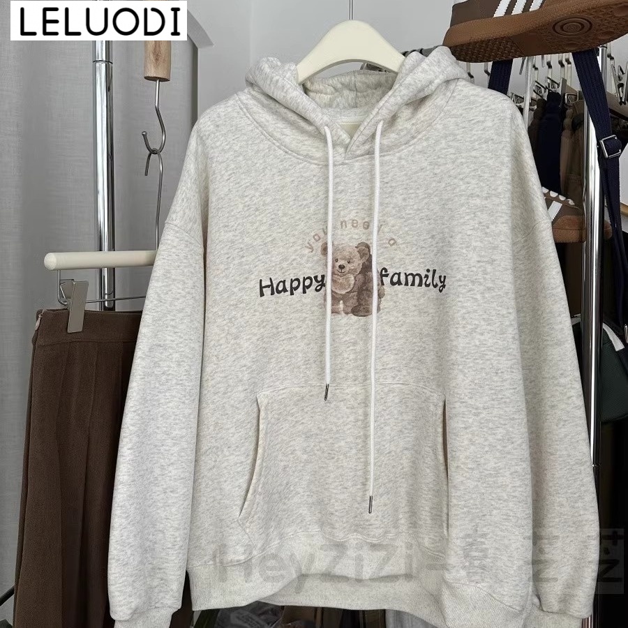 LELUODI Áo Khoác hoodie áo khoác nữ zip hoodie Korean trendy cozy fashionable WWY23C09FG 50Z231214