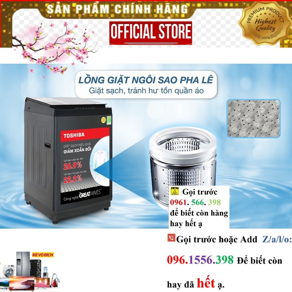 Máy giặt Toshiba Inverter 10 kg AW-DM1100PV(KK) ~P&G