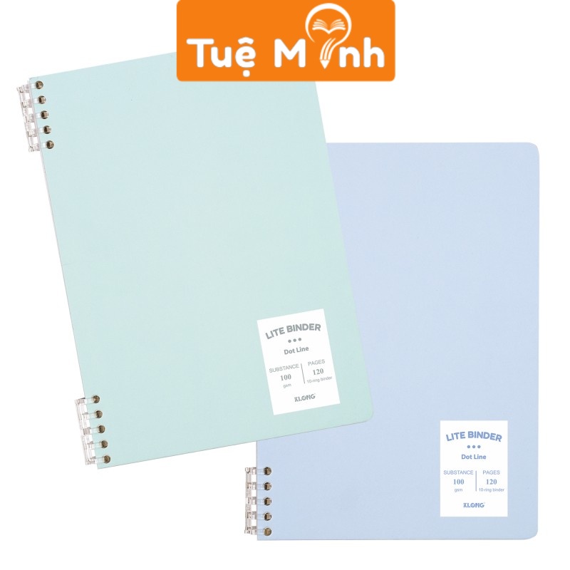 Vở còng nhựa 2 đầu B5 120 trang 100gsm Klong MS 810 kẻ ngang chấm, tập sổ Dash line có thể refill giấy
