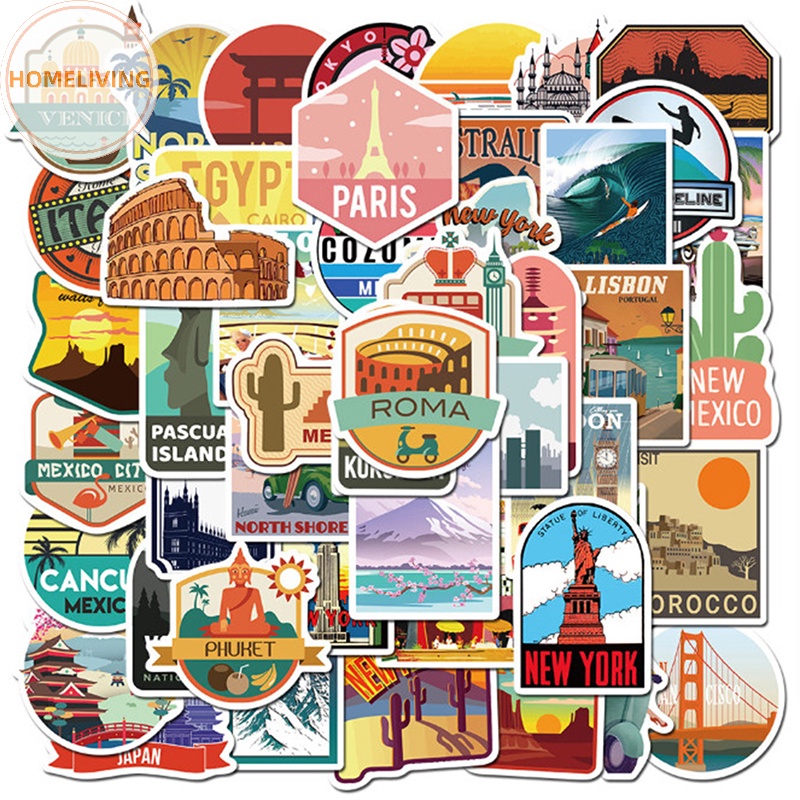 Bộ 50 Miếng Dán Chống Thấm Nước Họa Tiết Hoạt Hình graffiti Độc Đáo