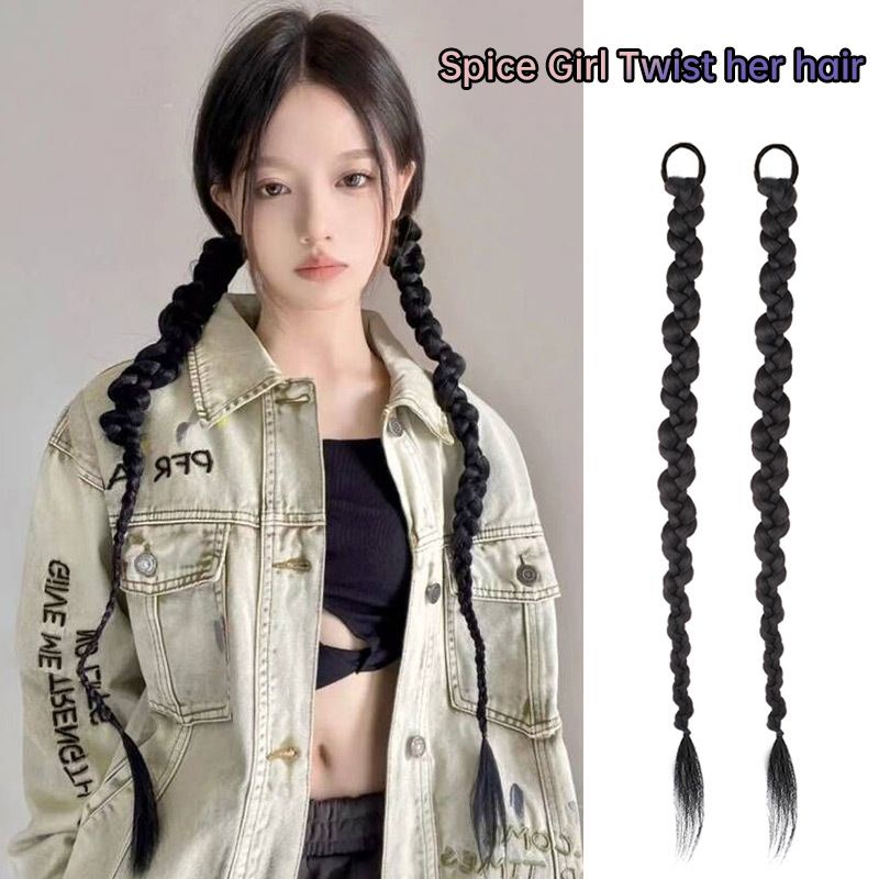 Bím Tóc Giả 70CM Màu Đen Tự Nhiên Phong Cách Phương Tây Cho Nữ DIY