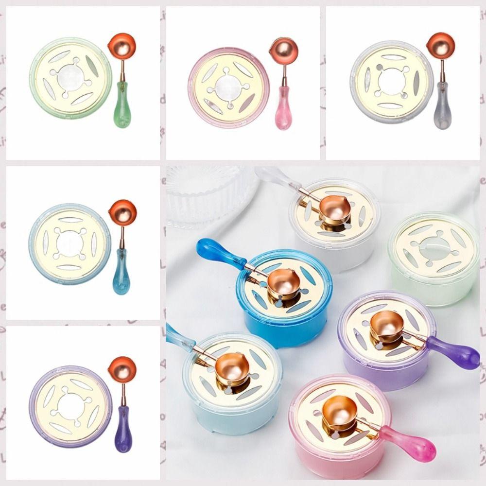 Mmluck Bộ Nồi Đun Nóng Chảy Sáp Niêm Phong Hạt Sáp Niêm Phong Bằng Nhựa Màu Hồng / Xanh Dương / Xanh Lá / Tím Có Thể Tháo Rời