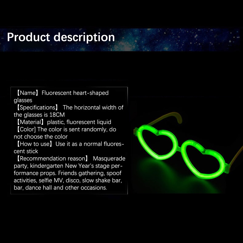 Mắt Kính Hình Trái Tim Phát Sáng Trong Bóng Tối Cho Tiệc Sinh Nhật / Đám Cưới