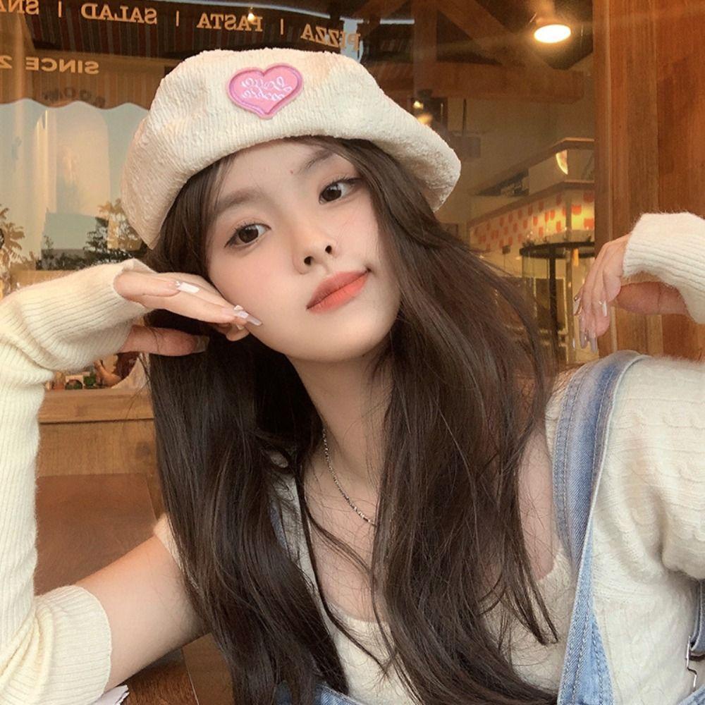 Stellaub Mũ beret Hình Trái Tim Phong Cách Hàn Quốc Dễ Phối Đồ Dành Cho Nữ