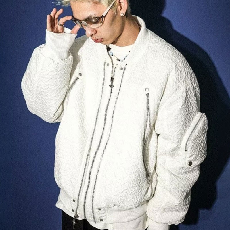 YOUTANG Áo Khoác bomber Dáng Rộng Có Khóa Kéo Phong Cách retro Mỹ Cho Nam Nữ