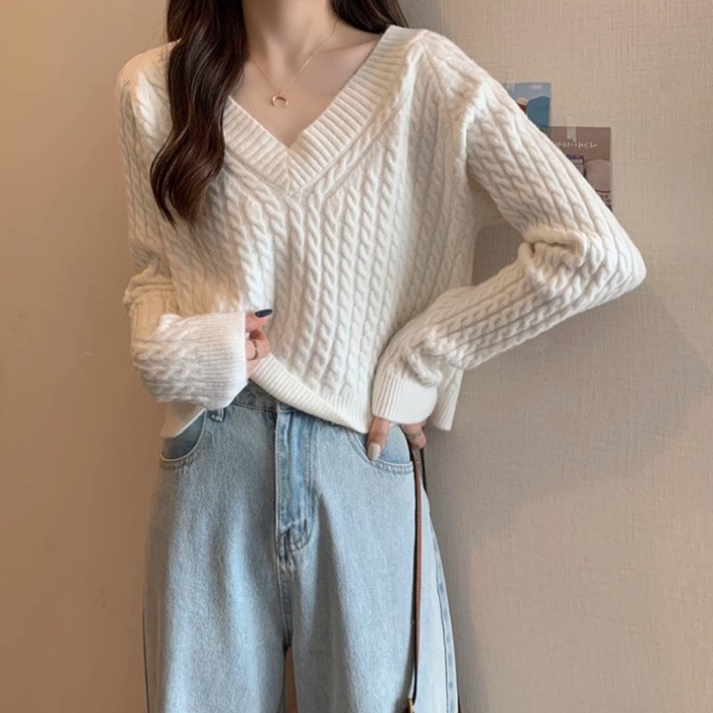 Áo Len Tay Dài Cổ Chữ v Thời Trang Hàn Quốc áo len croptop tay dài áo sweater