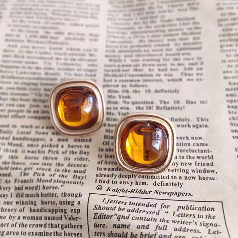 Bông Tai Dạng Kẹp Không Cần Lỗ Màu Xanh Dương Phong Cách vintage Tối Giản cejf65