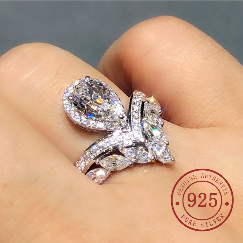 Mới Nhẫn Mạ Bạch Kim Mạ Vàng 18k Hình Vương Miện