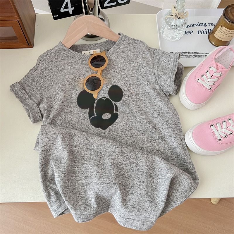 Đầm Thun Tay Ngắn Bằng Vải cotton Mềm In Hình Chuột mickey Dành Cho Bé Gái 1-12 Tuổi