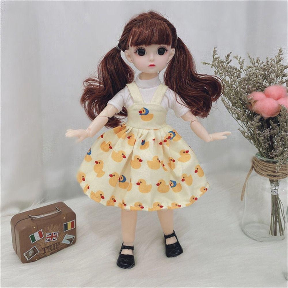 Búp Bê Bé Gái Mặc Đầm 3d 12 Khớp Có Thể Di Chuyển + Giày / Giày / Búp Bê bjd / Búp Bê bjd / Quà Tặng Giáng Sinh