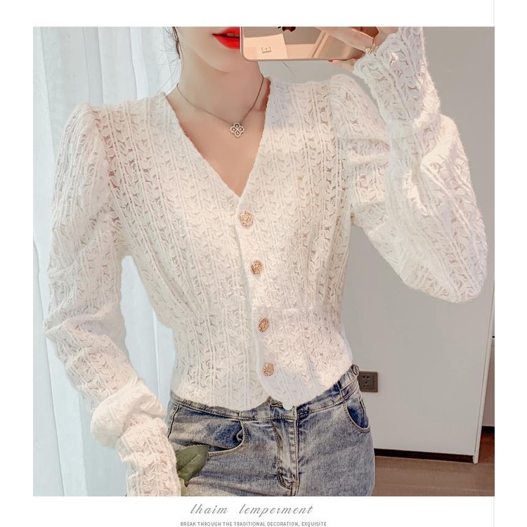 Áo Sơ Mi Cổ Chữ v Phối Ren Phong Cách Phương Tây