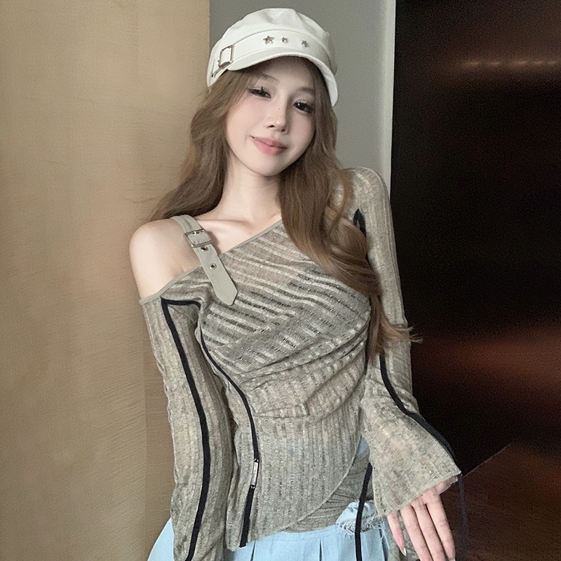 Áo Dệt Kim Tay Dài Dáng Ôm Thoáng Khí Màu Sắc Phù Hợp Cho Mùa Thu Và Mùa Đông Dành Cho Bạn Nữ