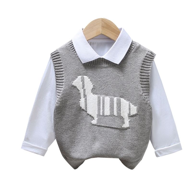 Áo sweater Dệt Kim Không Tay Phong Cách Thời Trang Xuân Thu 2023 Dành Cho Bé Trai