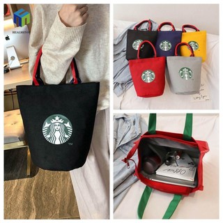 HEALMEYOU Túi Xách Vải canvas In Họa Tiết starbucks Phong Cách Hàn Quốc Cho Mẹ Bỉm Sữa