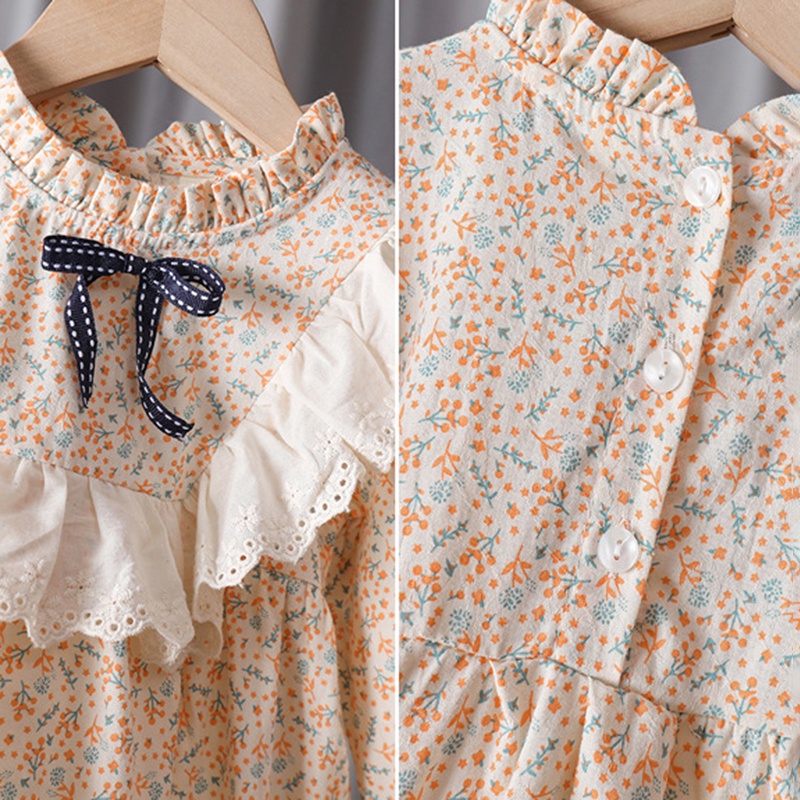 Đầm Công Chúa In Hoa Kiểu Hàn Quốc Thời Trang Xuân Thu Xinh Xắn Cho Bé Gái