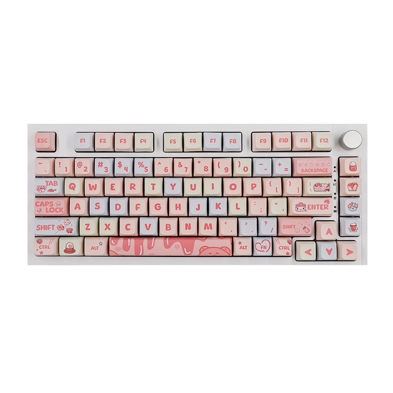 Cream Strawberry Theme Keycap 133 Keys Cute Pink Keycap Bàn Phím Cơ 133 Phím Họa Tiết Trái Dâu Dễ Thương Bắt Mắt