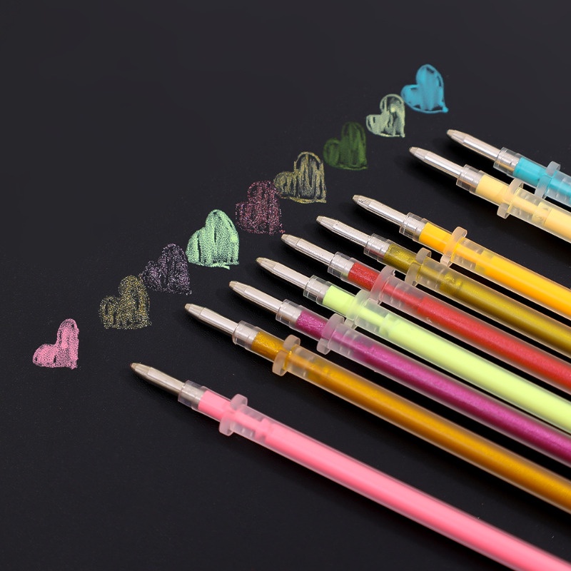 Bộ 12 Bút Mực gel Ngòi Kim Tuyến Nhiều Màu Sắc Dùng Cho Văn Phòng / Học Sinh