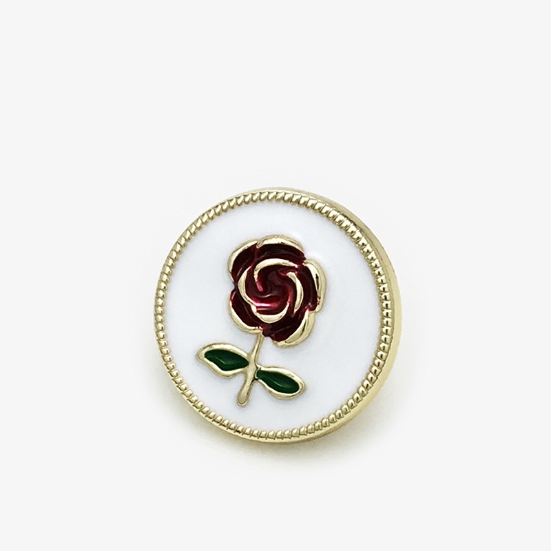 Set 5 Nút Áo Kim Loại Hình Hoa Hồng 12mm 17.5mm 22.5mm