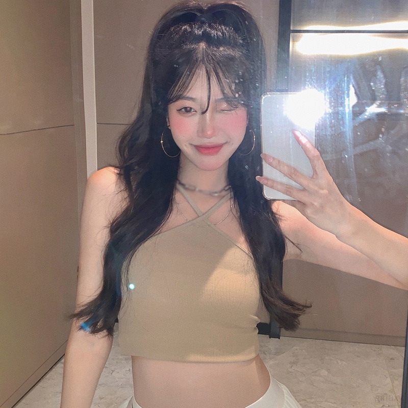 Áo Croptop Hai Dây Hở Lưng Màu Sắc Đơn Giản Quyến Rũ Cho Nữ