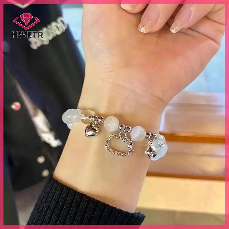 SANRIO Hwtr Vòng Tay Chuỗi Hạt Hợp Kim Hình hello kitty Thời Trang Ngọt Ngào Cho Nữ Mới