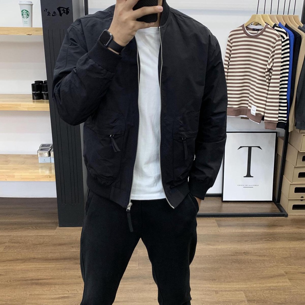 Áo Khoác Tay Dài Cổ Bẻ Dáng Ôm Thời Trang Mới Cho Nam