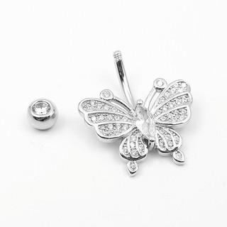 Khuyên rốn hình bướm bằng bạc 925 đính đá zircon