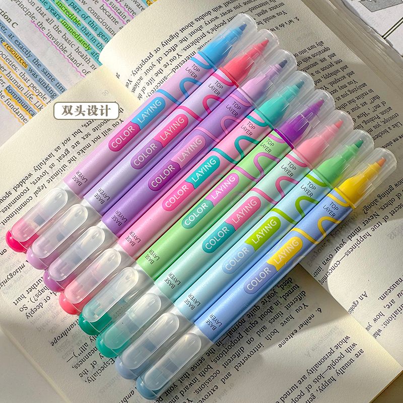 Bút đánh dấu màu hai đầu phong cách Hàn Quốc vẽ bút huỳnh quang nhiều màu