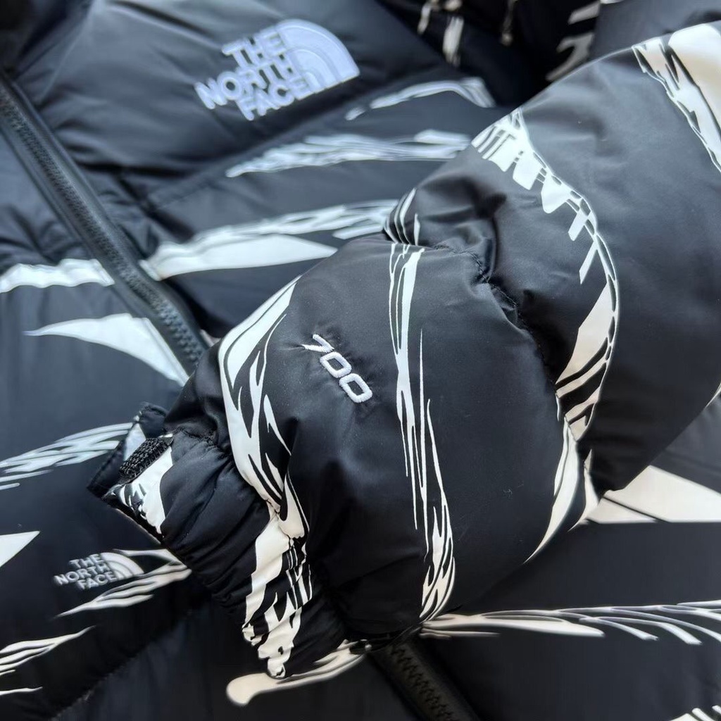 Áo Khoác cotton Kẻ Sọc Ngựa Vằn Trắng Đen Chính Hãng the north face Cobranded 100% Phong Cách Đường Phố Giữ Ấm Cho Nam Và Nữ