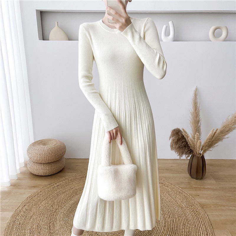 Áo sweater Dệt Kim Tay Dài Xếp Ly Thời Trang Thu Đông Cho Mẹ Bầu