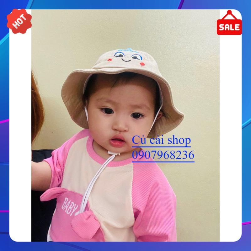 Mũ Cho Bé Vành Tròn Bucket Đuôi Khủng Long Dễ Thương Cute
