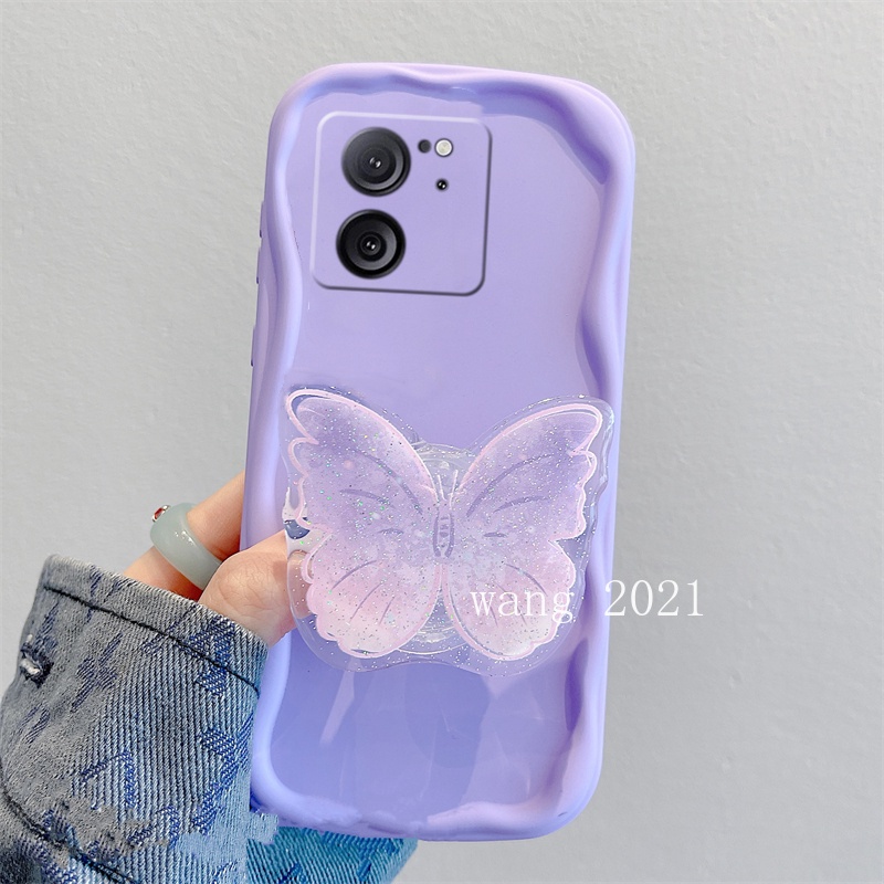 Ốp Điện Thoại Màu macaron Có Giá Đỡ Hình Bướm Cho xiaomi13t xiaomi 13t pro 5g